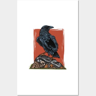 Raven Stomping on Skull Posters and Art